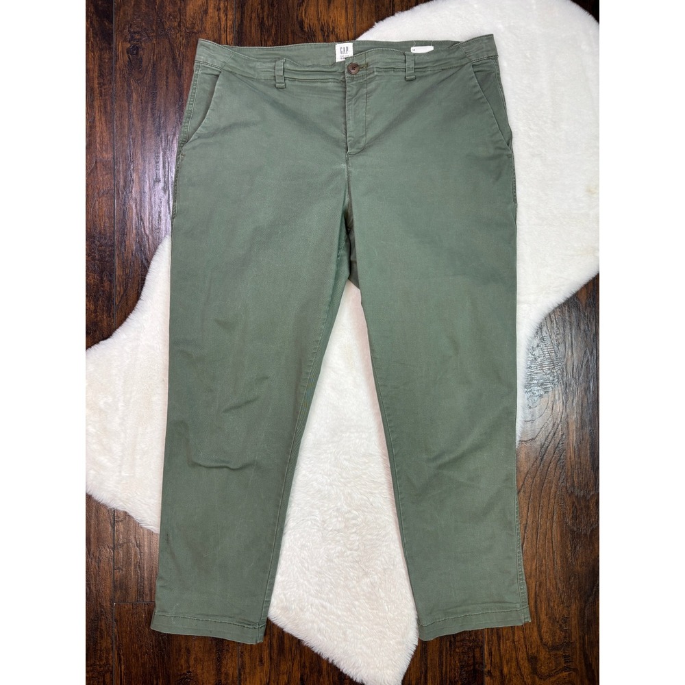 Gap Girlfriend Khaki Pants 14 Olive Green Chino Stretch Casual Women